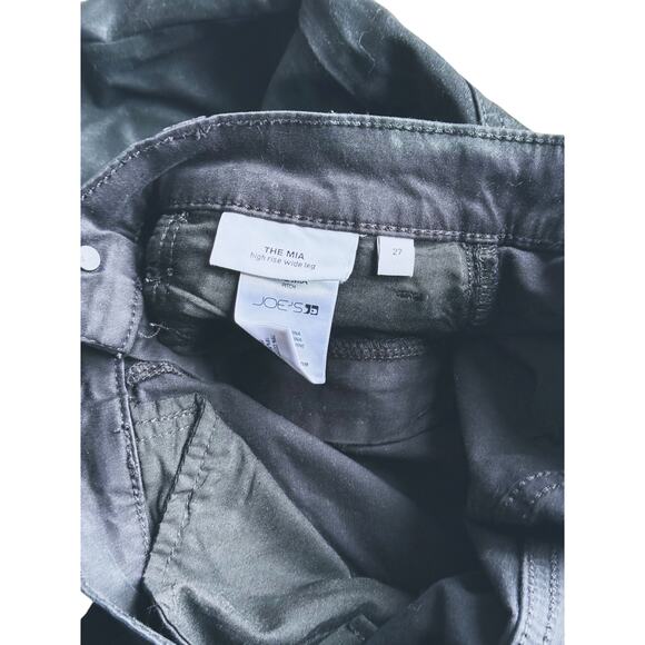 Joe’s Jeans Mia Petite High-Rise Coated Wide-Leg Jeans Size 27 Black Edgy Luxury - Picture 4 of 6